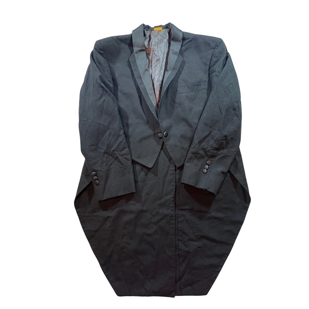 Christian Dior Grand Luxe Tuxedo Tailcoat Mens 44R Black Vintage Formal Morning